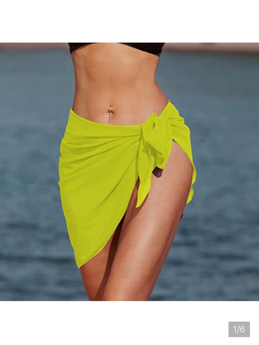 NEW• Neon Yellow Tie-Side Swim Sarong•XXL